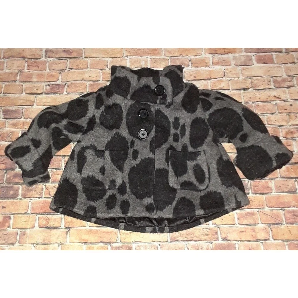 Baby Gap Gray and black polka dot wool blend peacoat size 12- 18 months coat